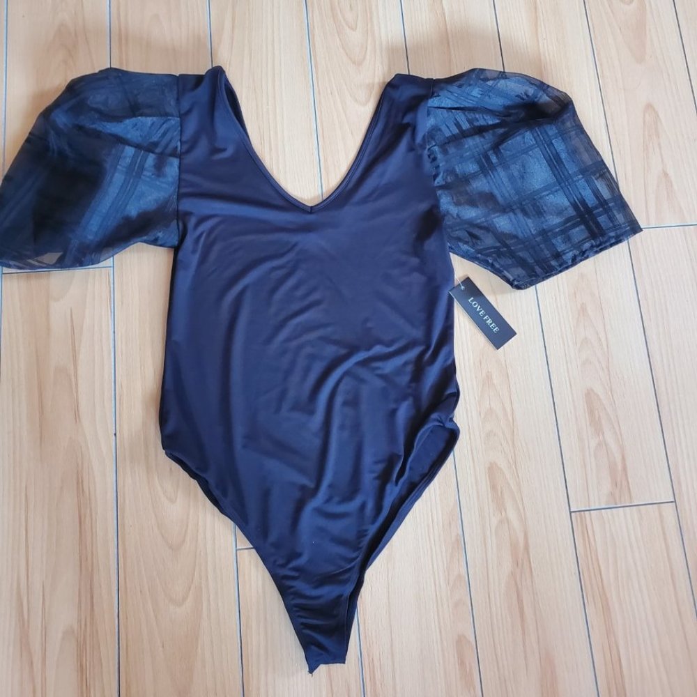SEXY BLACK BODYSUIT LOVE FREE M